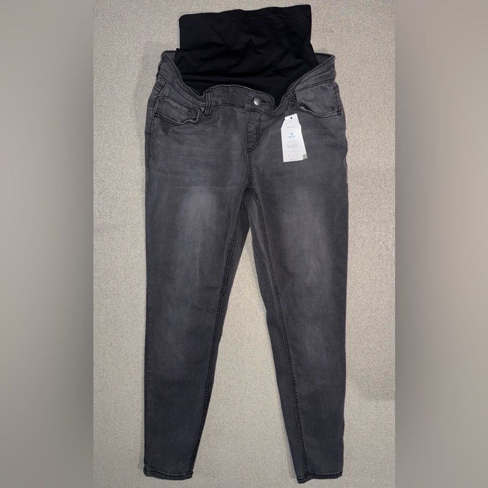 Time and Tru size medium Women's gray black Maternity Skinny Jeans NWT